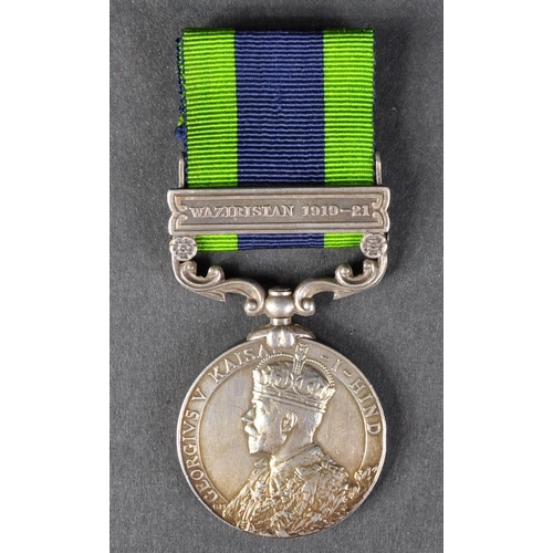 43 - An original Indian General Service medal with Waziristan 1919-21 clasp awarded to one 402 Lance Naik... 