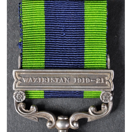 43 - An original Indian General Service medal with Waziristan 1919-21 clasp awarded to one 402 Lance Naik... 