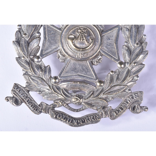 438 - A 19th Century Victorian 1868-1901 Bangalore Volunteer Rifles white metal pouch plate badge. Featuri... 