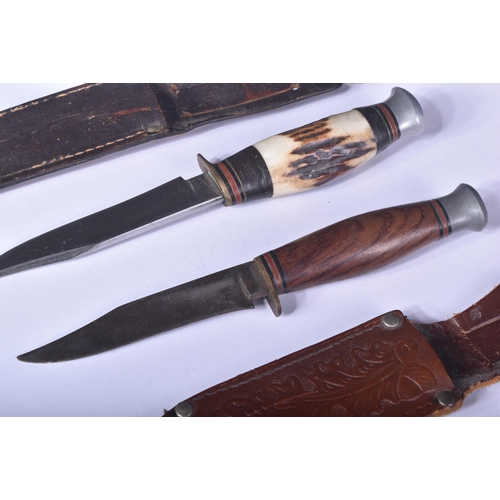 447 - A collection of x7 vintage boot knives / hunting knives. Various examples of William Rodgers style k... 