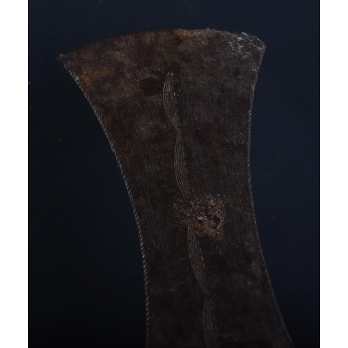 461 - Two African ( Congo / Congolese ) ethnic tribal axes. The axe heads with blunt serrated edges taperi... 