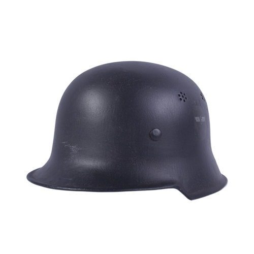 462 - A WWII Second World War interest Third Reich Nazi German style Railway Police Helmet. A black double... 