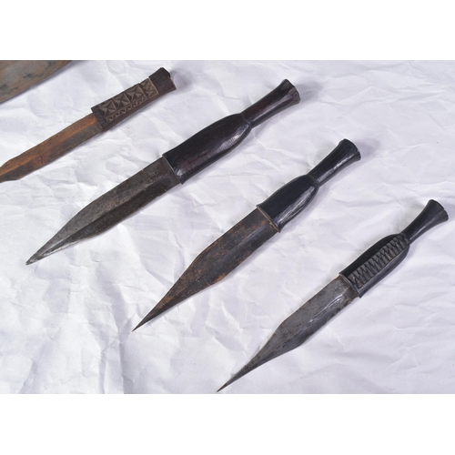 53 - A collection of x5 Southern Africa Shona people ethnic tribal daggers ( Banga ). The sharp pointed b... 