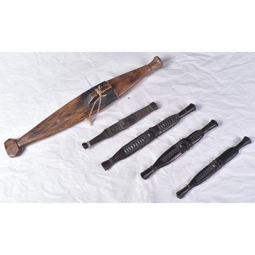 53 - A collection of x5 Southern Africa Shona people ethnic tribal daggers ( Banga ). The sharp pointed b... 