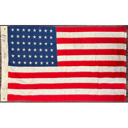 358 - A WWII Second World War interest US United States Stars and Stipes flag. Typical form with x48 stars... 