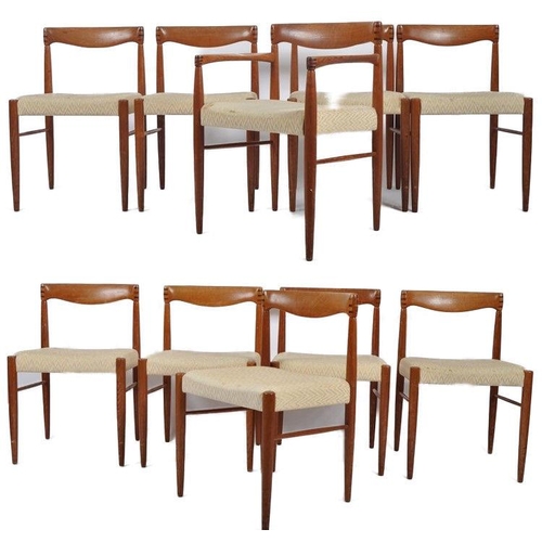 100 - Bramin - A matching set of ten retro mid 20th Century Danish 1960s teak framed dining chairs each wi... 