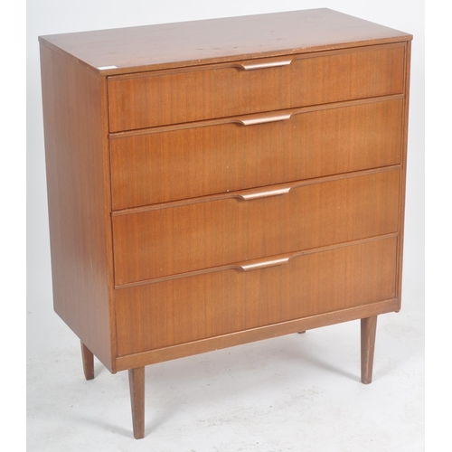 116 - Frank Guille for Austinsuite - A retro mid Century teak chest of drawers having a bank of four drawe... 