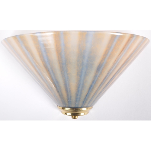 121 - A pair of retro vintage mid 20th Century Italian glass wall light shades / sconces of halved conical... 