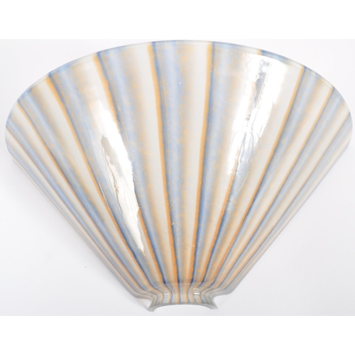 121 - A pair of retro vintage mid 20th Century Italian glass wall light shades / sconces of halved conical... 