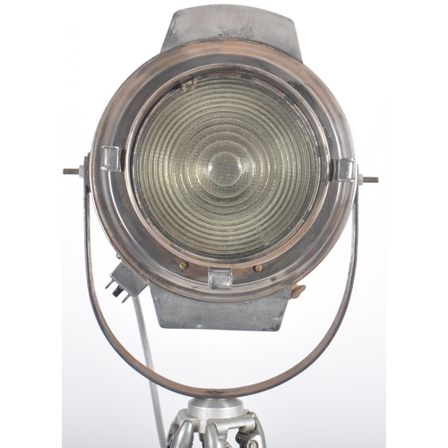 147 - A large Contemporary ships style spotlight lamp having a polished metal case with ribbed glass plate... 