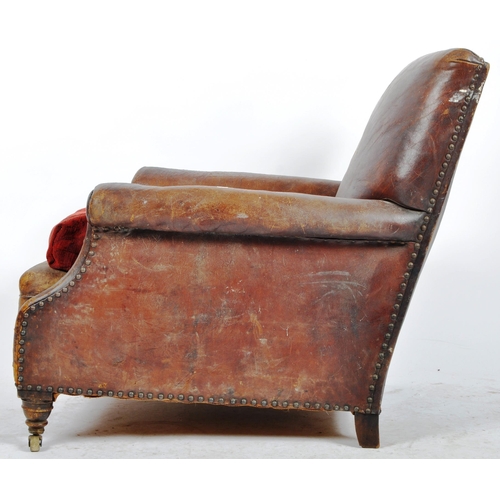 15 - A vintage 20th Century 1930s Art Deco leather club / chesterfield armchair. Dark brown leather uphol... 