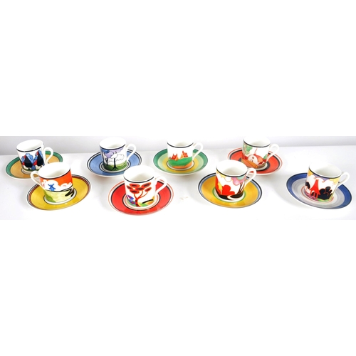 163 - Clarice Cliff - Wedgwood - 'Secrets' - A contemporary designer limited edition eight person coffee s... 