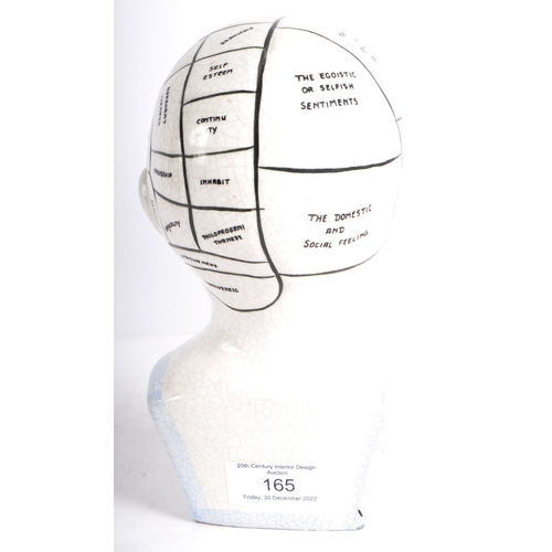 165 - A Victorian manner painted phrenology head in the manner of Fowler. Typical form with painted detail... 