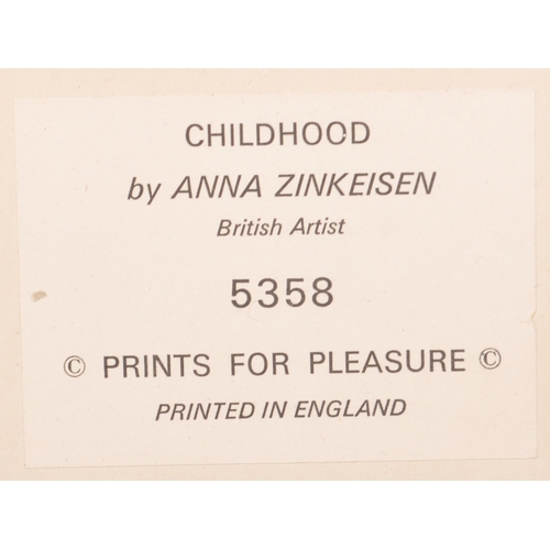 171 - Anna Zinkeisen (1901-1976) - A vintage mid 20th Century print on board entitled 'Childhood'. Set wit... 