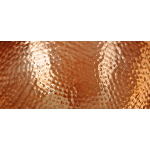 177 - A matching set of three Contemporary copper toned hand beaten ceiling light shades of domed form. Ea... 