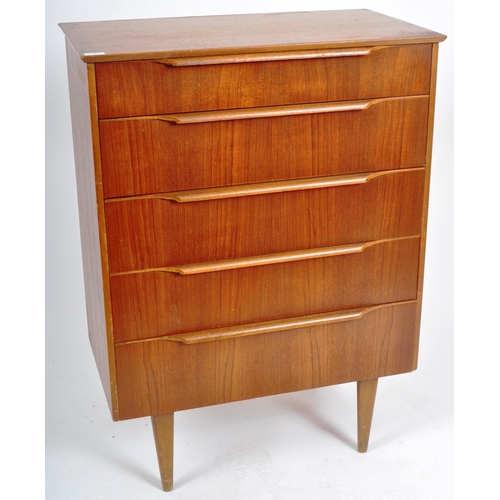 182 - Bceanese - A retro 20th Century teak chest of drawers of upright pedestal form having graduating ban... 