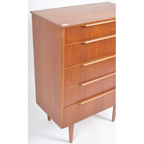 182 - Bceanese - A retro 20th Century teak chest of drawers of upright pedestal form having graduating ban... 