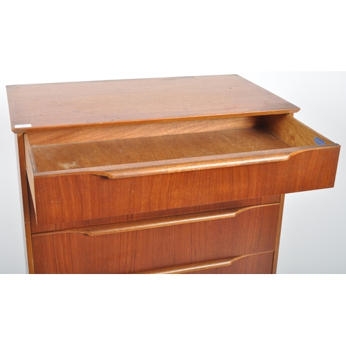 182 - Bceanese - A retro 20th Century teak chest of drawers of upright pedestal form having graduating ban... 