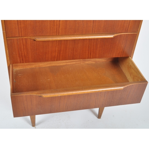 182 - Bceanese - A retro 20th Century teak chest of drawers of upright pedestal form having graduating ban... 