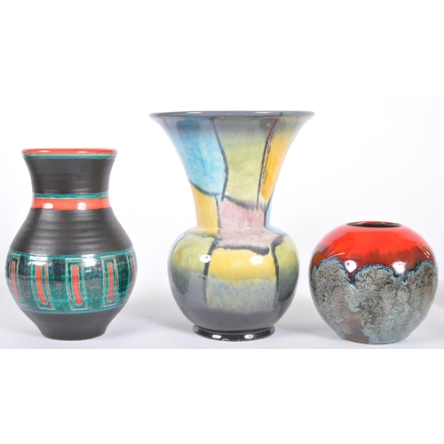 196 - A mixed selection of three retro mid 20th Century West German pottery vases of various designs inclu... 