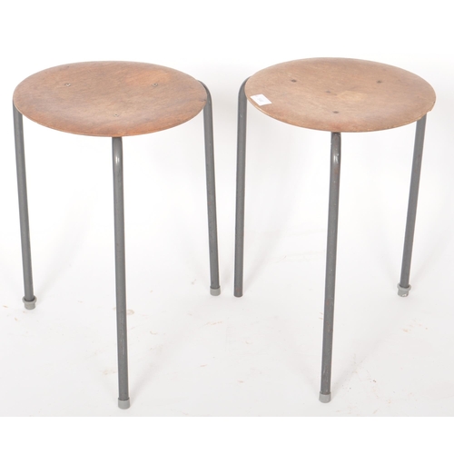 198 - A matching pair retro 20th Century 'Dot' stools in the manner of Arne Jacobsen for Fritz Hansen. Eac... 