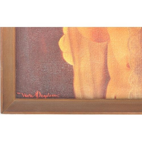 231 - Vera Pegrum - A retro mid 20th Century portrait print on board depicting a nude female. Set within a... 