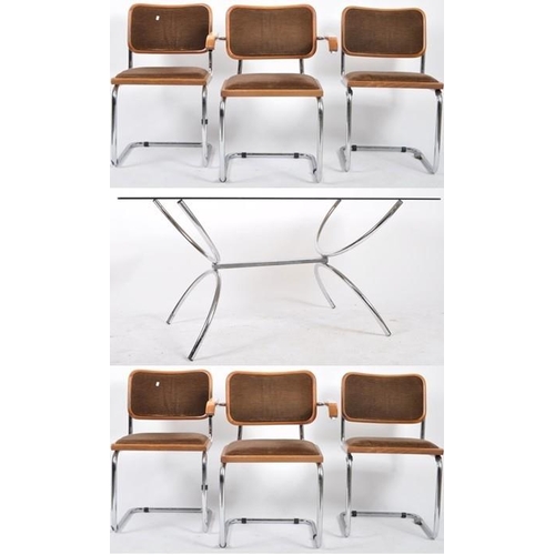 242 - Marcel Breuer (Manner of) - A retro vintage 20th Century Italian dining suite comprising a set of si... 