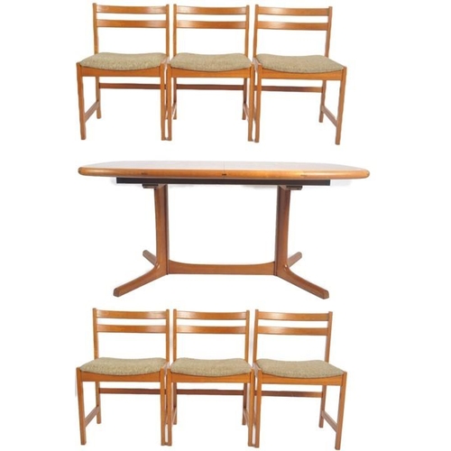 260 - Dyrlund - A retro vintage mid 20th Century Danish 1970s teak dining table and matching six chairs. T... 