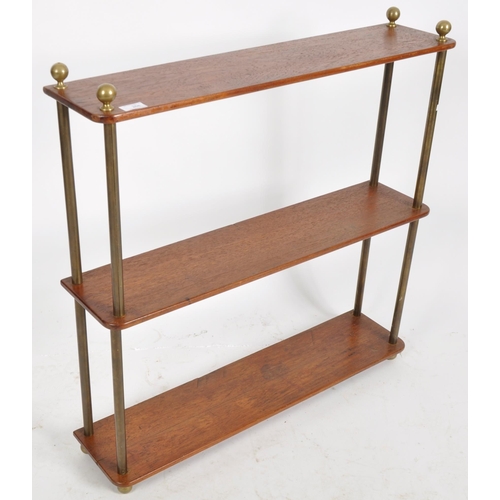 268 - A late 19th Century Victorian mahogany and brass open bookcase / display shelves. Brass ball finials... 