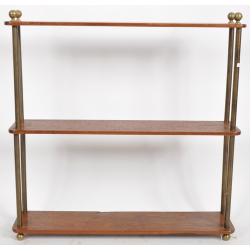 268 - A late 19th Century Victorian mahogany and brass open bookcase / display shelves. Brass ball finials... 