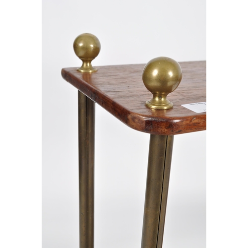 268 - A late 19th Century Victorian mahogany and brass open bookcase / display shelves. Brass ball finials... 