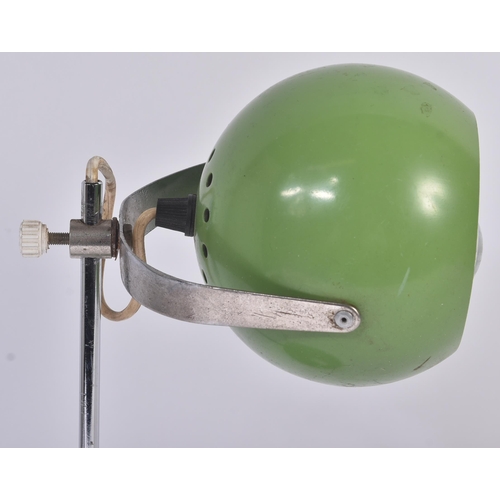 27 - A retro vintage mid 20th Century green eyeball spot light lamp / desk lamp. Green eyeball shade with... 