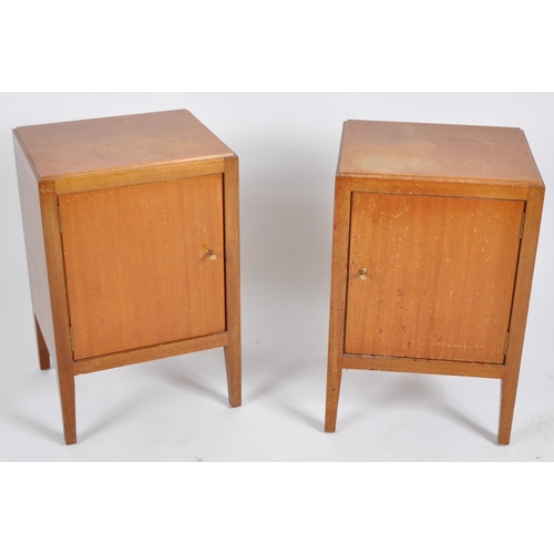 281 - Loughborough Furniture - A matching pair of mid 20th Century 1960s teak bedside cupboards / nightsta... 