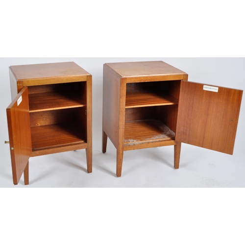 281 - Loughborough Furniture - A matching pair of mid 20th Century 1960s teak bedside cupboards / nightsta... 