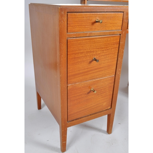 284 - Loughborough Furniture - A retro mid 20th Century 1960s teak dressing table desk having a triptych o... 