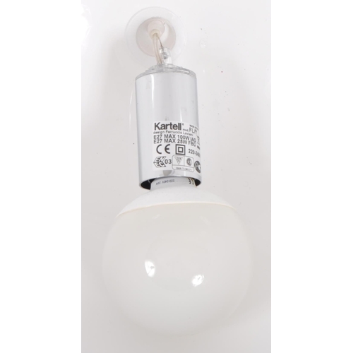 285 - A matching set of three large Contemporary white Perspex hanging ceiling lights each with large bulb... 