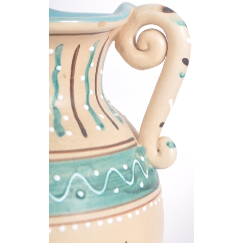 301 - Two retro 20th Century 1960s Italian Alla Moda vases one of Greek influence with stylized horses and... 