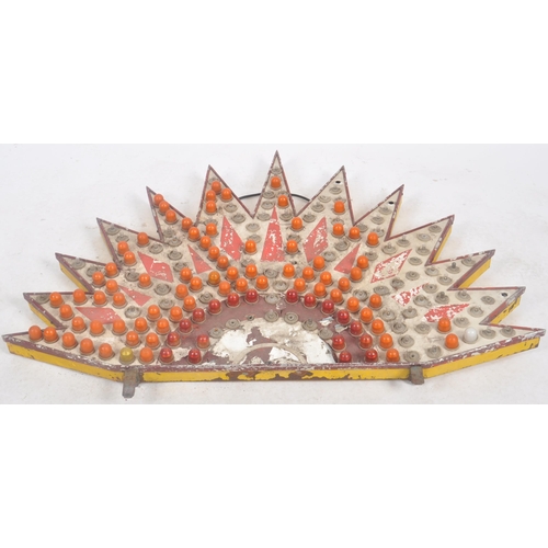 329 - A mid 20th Century fairground / funfair half starburst light panel featuring orange lights and the o... 