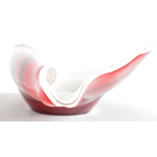 332 - A Contemporary designer studio art glass centre bowl / fruit bowl of moulded shell like form having ... 