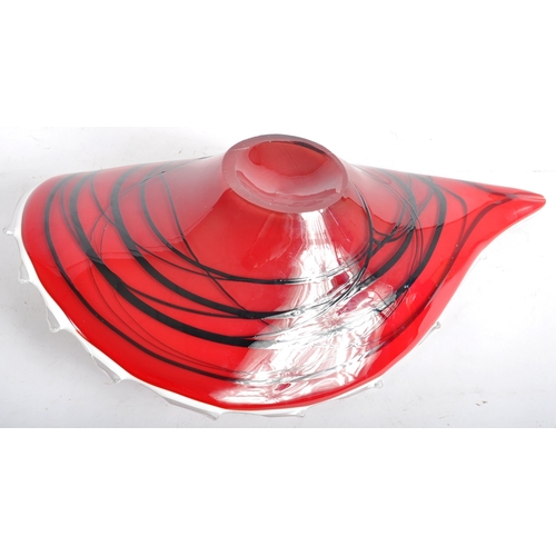 332 - A Contemporary designer studio art glass centre bowl / fruit bowl of moulded shell like form having ... 