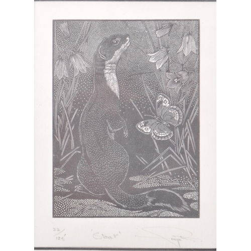 341 - Two vintage 20th Century limited signed etchings one depicting an Otter 22/125 entitled 'Stoat'. The... 