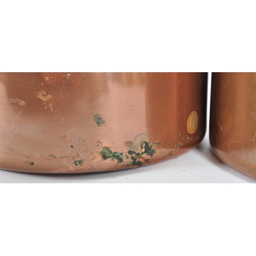 343 - A matching set five vintage 20th Century French copper saucepans of typical form each having wrought... 