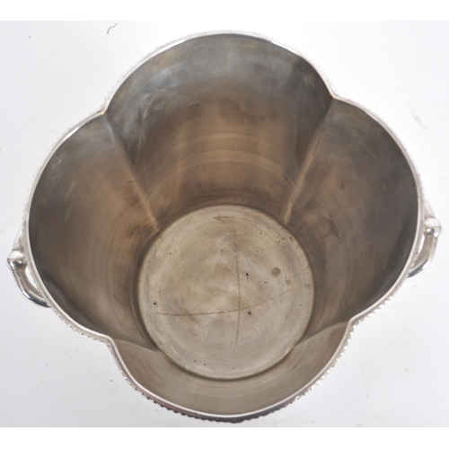 347 - A vintage 20th Century American silver plated champagne ice bucket of tapered clover shaped form wit... 