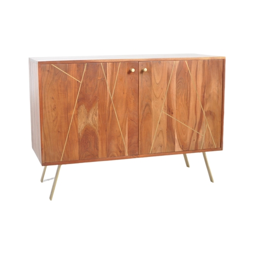 361 - Addison Dark - A Contemporary designer mango wood and reclaimed metal sideboard credenza having a tw... 