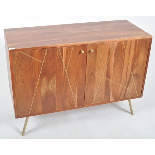 361 - Addison Dark - A Contemporary designer mango wood and reclaimed metal sideboard credenza having a tw... 