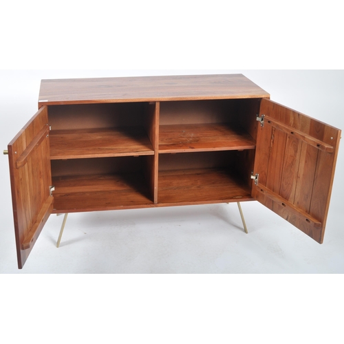 361 - Addison Dark - A Contemporary designer mango wood and reclaimed metal sideboard credenza having a tw... 