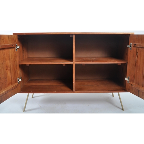 361 - Addison Dark - A Contemporary designer mango wood and reclaimed metal sideboard credenza having a tw... 