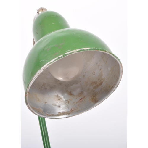 367 - A retro mid 20th Century industrial / workmen's desk lamp light having a green enamel pendant shade ... 