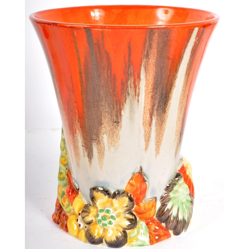 376 - Clarice Cliff - My Garden - A vintage 20th Century 1930s Art Deco vase moulded and hand painted in t... 