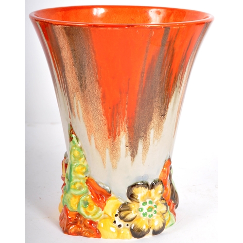 376 - Clarice Cliff - My Garden - A vintage 20th Century 1930s Art Deco vase moulded and hand painted in t... 